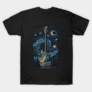 Starry Guitar Gifts Guitarist Rock Concert Festival Guitar T-Shirt